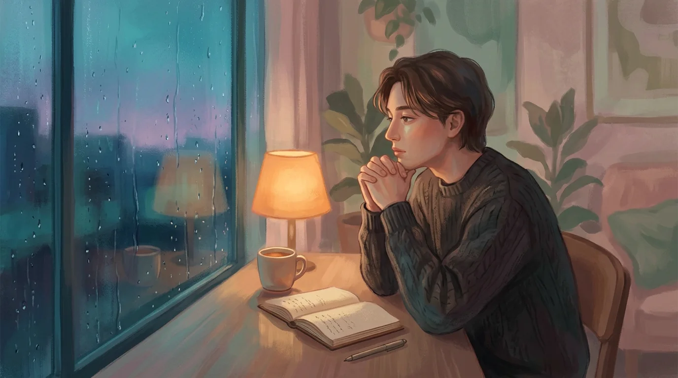 Человек в момент внутреннего размышления и эмоционального напряжения