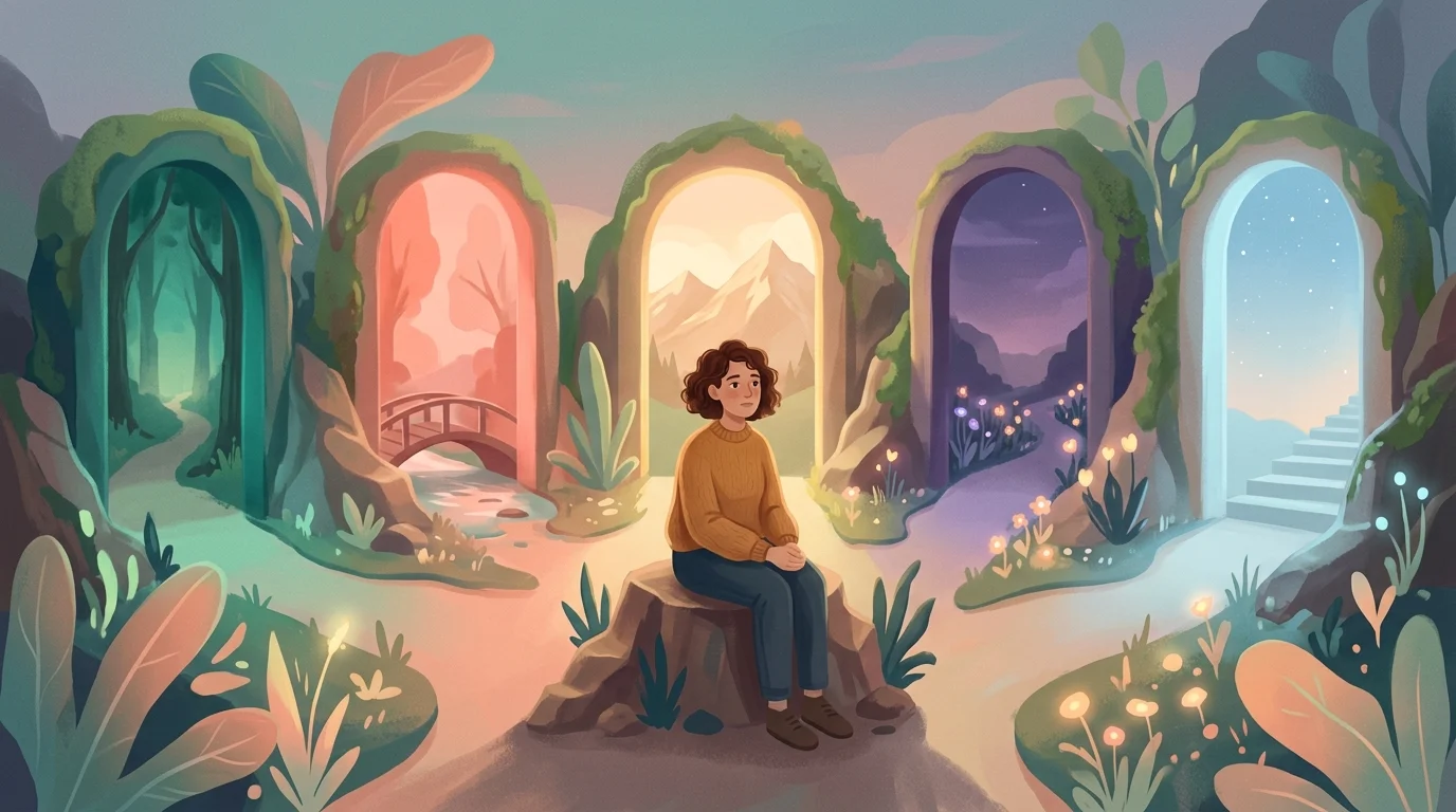 Человек на перекрестке выбирает между различными путями получения помощи