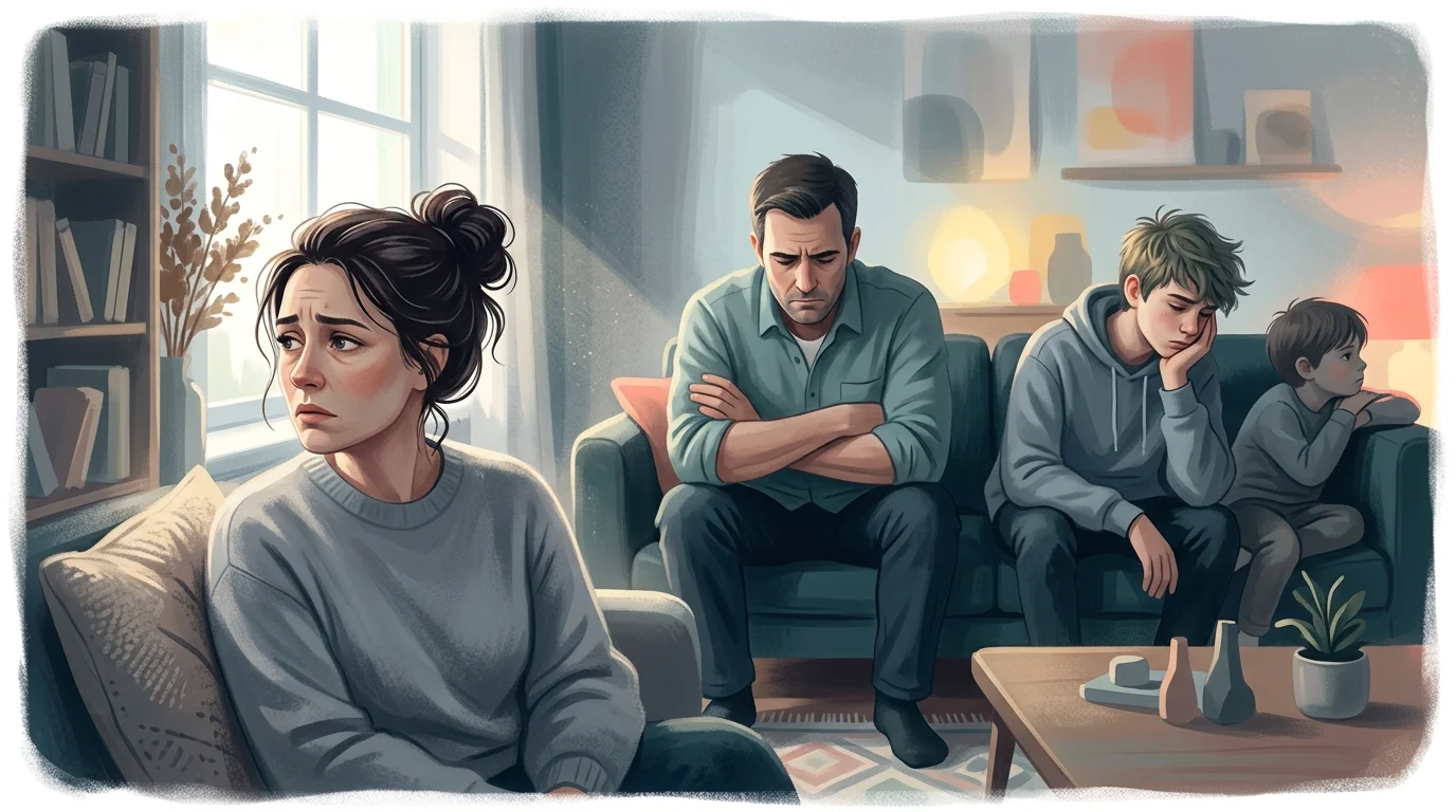 Семья в состоянии конфликта и эмоционального отчуждения дома