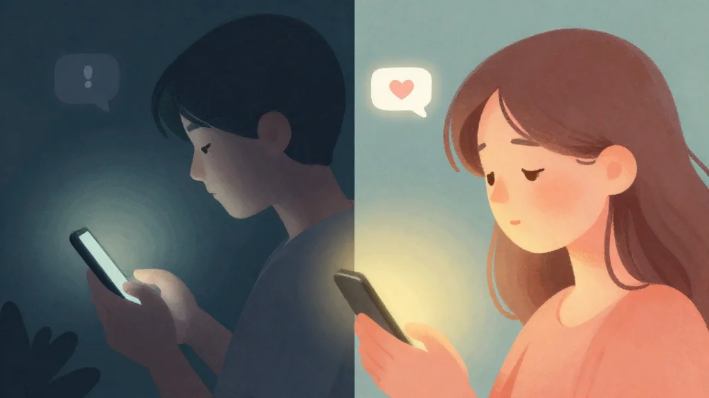 Контраст между ночной тревогой и помощью чат-бота в кризисный момент