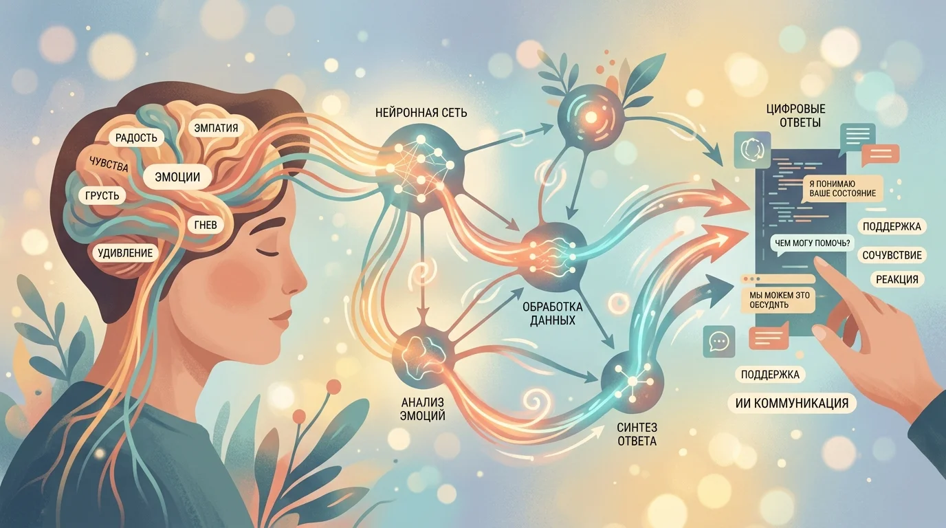 Визуализация нейронной сети, обрабатывающей эмоциональные сообщения